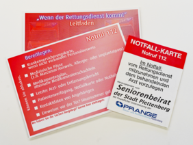 Notfallkarten und Notfallpostkarten mit Checkliste von der Seniorenvertretung Plettenberg.