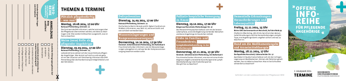 Flyer der Inforeihe Pflege von 2024