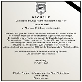 Traueranzeige Christian Neß
