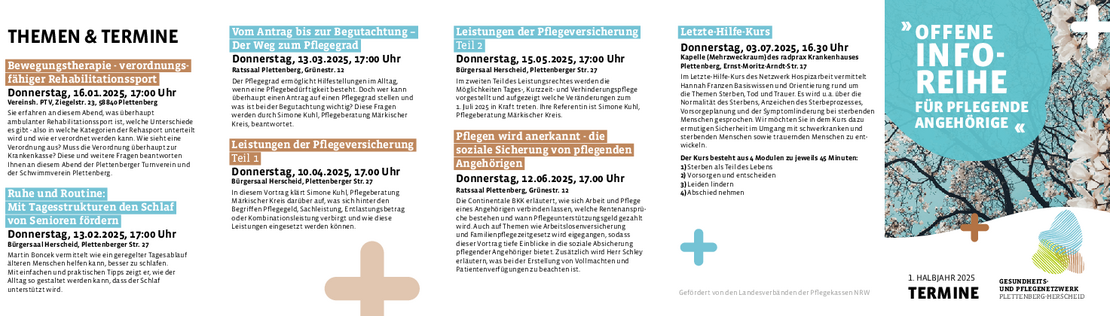 Flyer Inforeihe für pflegende Angehörige 1.HJ 2025