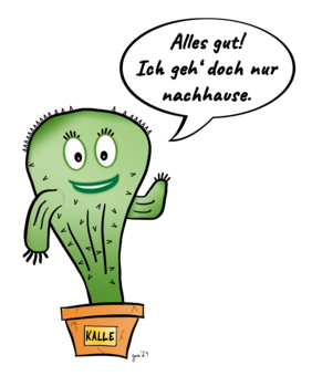 Cartoon-Kaktus sagt, dass er nur nachhause geht.