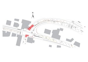 Ein vereinfachter Kartenplan zur Baustelle an der Kreuzung Reichsstraße (B236) und der L697 zur Hochbrücke.