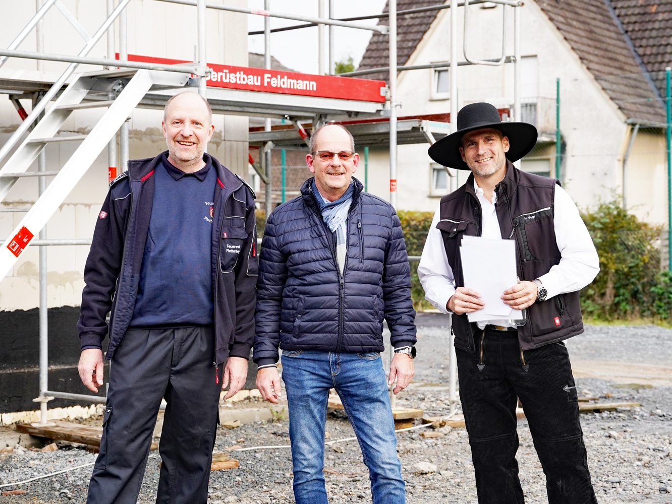 Markus Bauckhage, Dirk Finder und Hermann Vogt nach dem Richtspruch.
